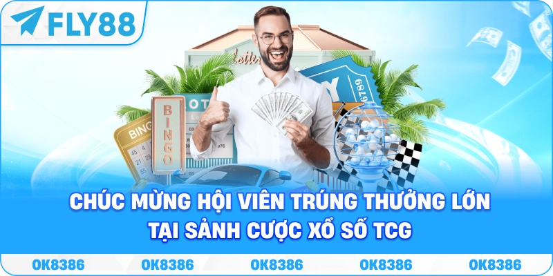 Hình ảnh chúc mừng hội viên trúng thưởng lớn tại sảnh cược Xổ số TCG
